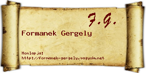 Formanek Gergely névjegykártya